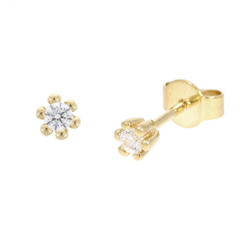 019100-5124-001 | Ohrstecker gold-park 019100 585 Gelbgold<br> Brillant 0,100 ct H-SI ∅ 2.4mm<br>100% Made in Germany  